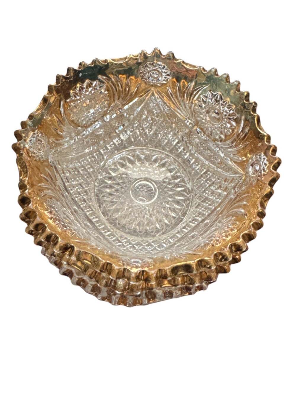 EAPG Pressed Glass Fruit Bowls with Gold Trim set of 4